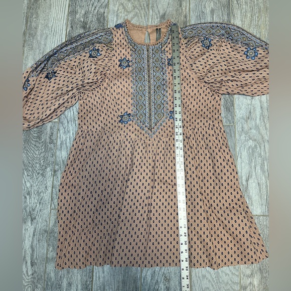 ANTHROPOLOGIE  Embroidered Cotton  Boho Mini Tunic Dress SZ 6 - Picture 11 of 17